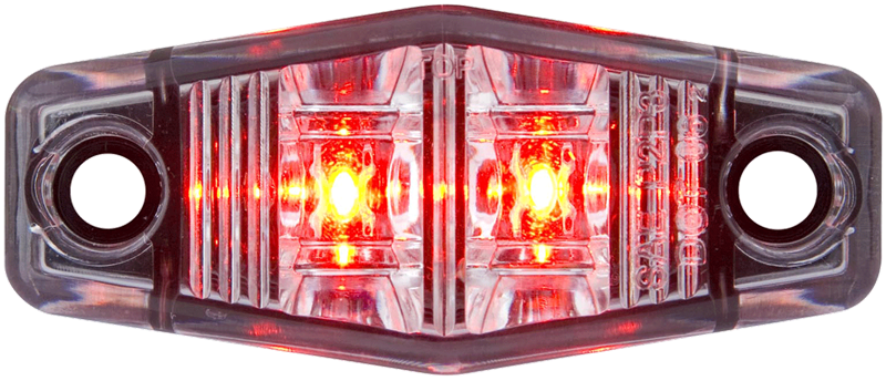 LED Trailer Mini Clearance or Side Marker Light - Submersible - 2 Diodes - Red LEDs - Clear Lens