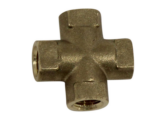 Kodiak Cross Fitting for Hydraulic Brake Hose - Brass - 3/16" Female Inverted Flares