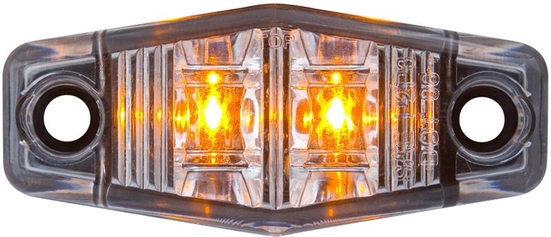 LED Trailer Mini Clearance or Side Marker Light - Submersible - 2 Diodes - Amber LEDs - Clear Lens