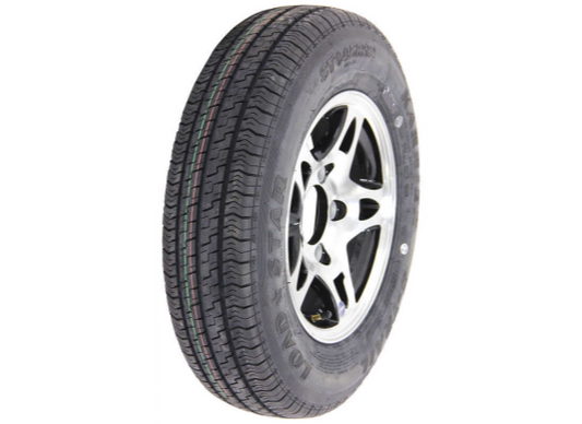Kenda ST145R12 Radial Trailer Tire w/12" Aluminum HWT S5 Black Wheel - 5 on 4-1/2 - LR D
