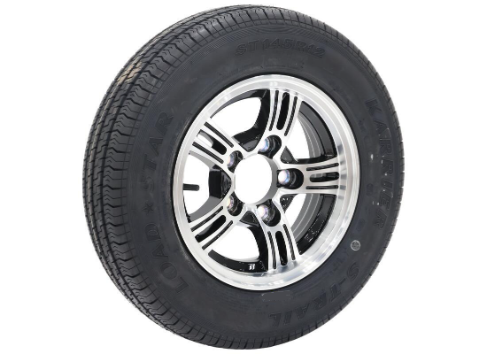Karrier S-Trail Radial Trailer Tire with 12" Aluminum AM02 Wheel - 5 on 4-1/2 - Load Range D
