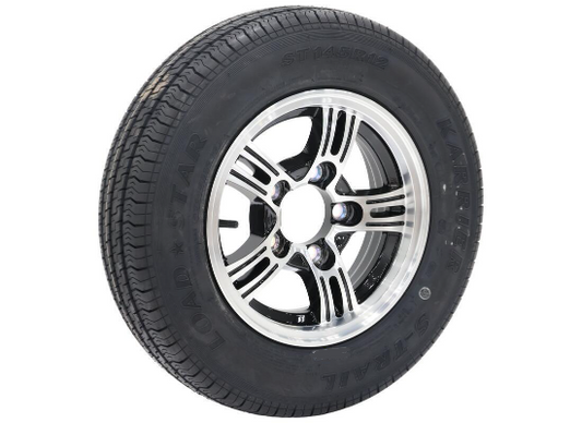 Karrier S-Trail Radial Trailer Tire with 12" Aluminum AM02 Wheel - 5 on 4-1/2 - Load Range D